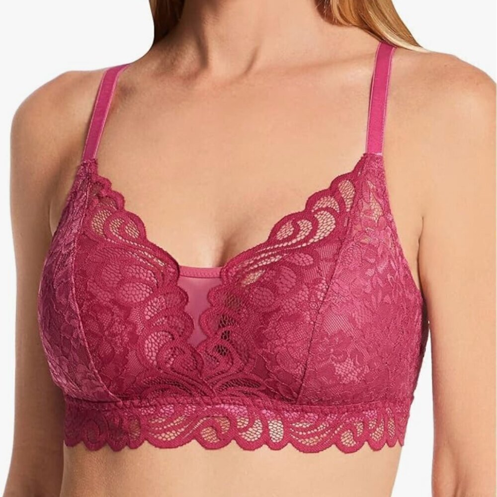 NWT Bali women's Lace Desire Convertible Wire-Free Bra XL, Signature Berry